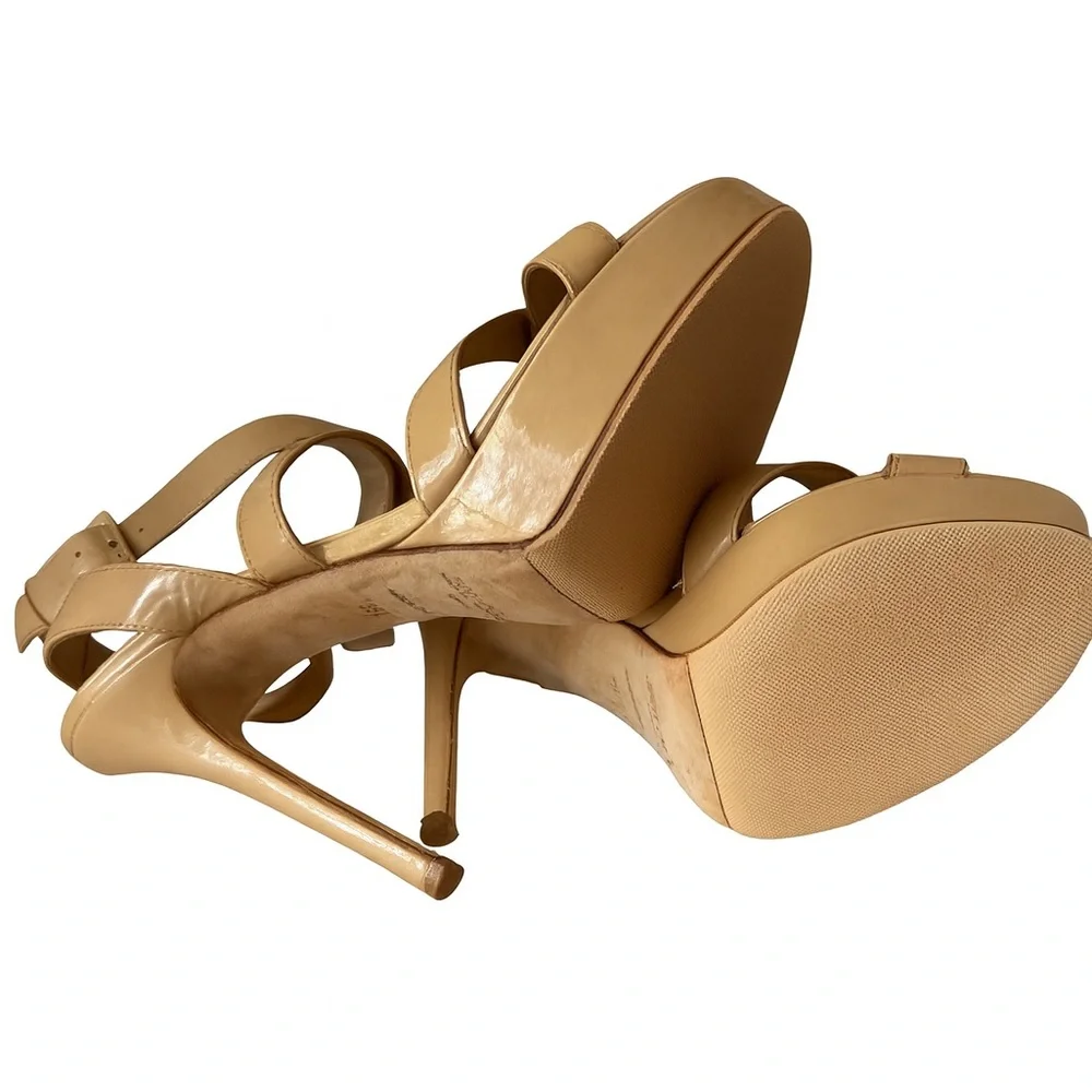 Jimmy Choo Beige Patent Strappy Heels - Picture 3 of 3